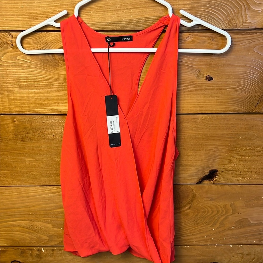 Krisa by Revolve Surplice Tank in lipstick XS oversized loose summer event‎ y2k
